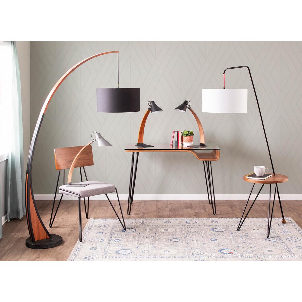Noah Mid-Century Modern Table Lamp in Walnut and Black