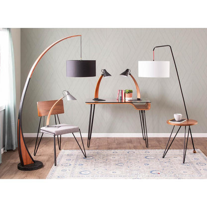 Noah Mid-Century Modern Table Lamp in Walnut and Black