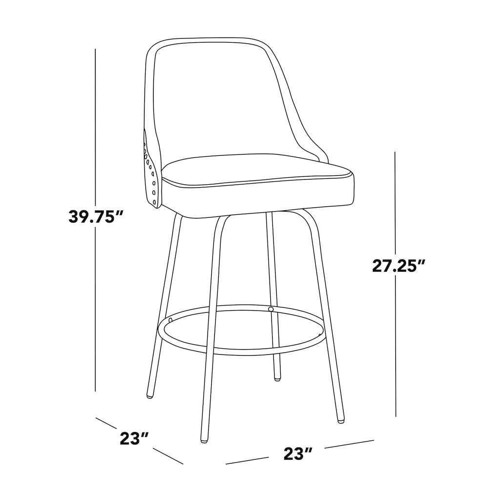 Studded Marcel 27" Fixed-Height Counter Stool - Set of  2