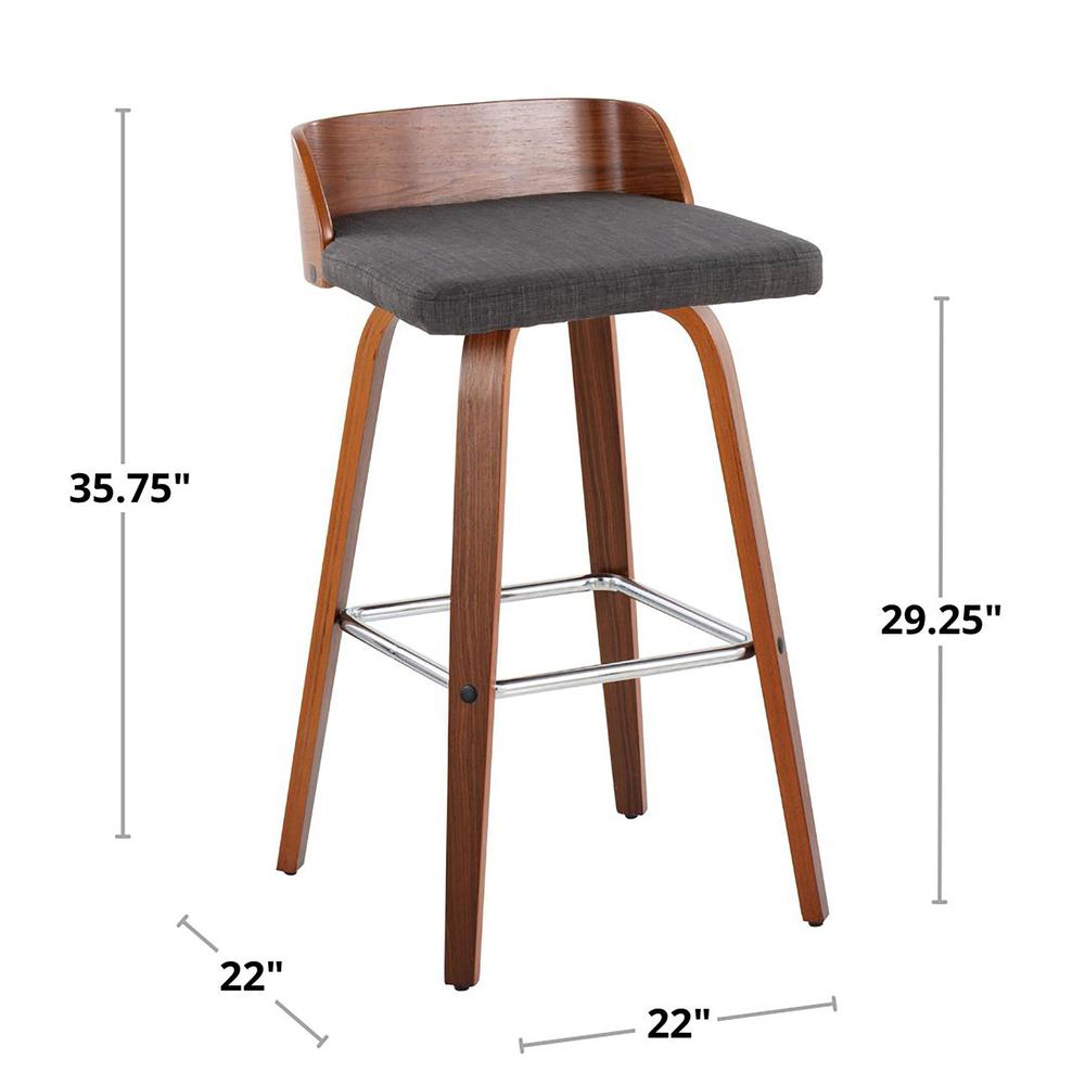 Grey Maya 30" Fixed-Height Barstool - Set of 2