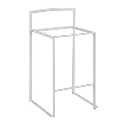 White, Brown Cowboy Fabric Fuji Stacker Counter Stool - Set of 2