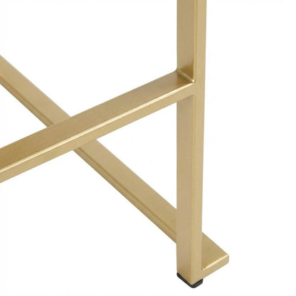 Contemporary-Glam Counter Stool in Gold with White Faux Leather Set of 2