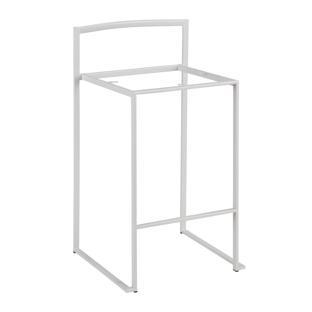 White, Light Grey Cowboy Fabric Fuji Stacker Counter Stool - Set of 2