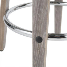 Counter Stool with Light Grey Wood and Faux Leather Upholstery, Set of 2
