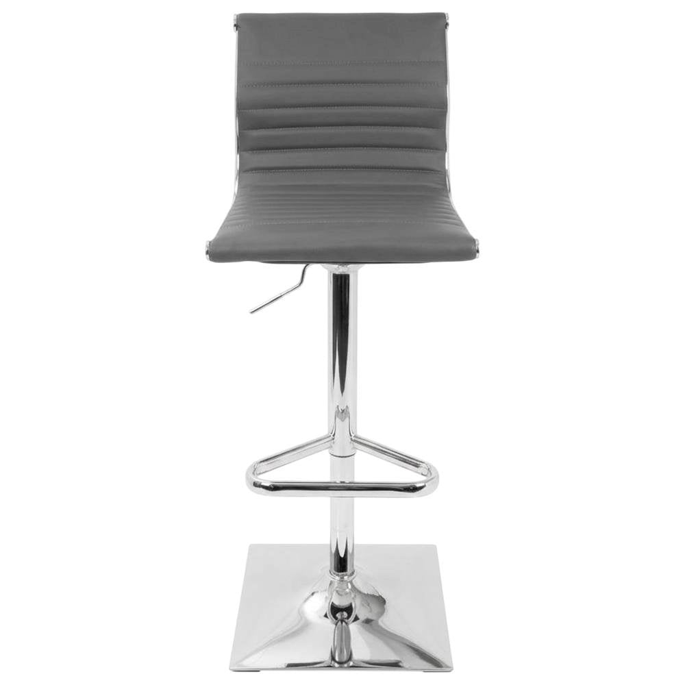 Contemporary Grey Faux Leather Adjustable Barstool with Swivel Seat