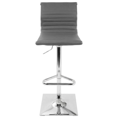 Contemporary Grey Faux Leather Adjustable Barstool with Swivel Seat