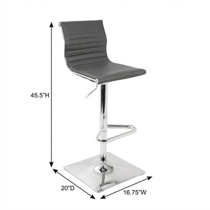 Contemporary Grey Faux Leather Adjustable Barstool with Swivel Seat