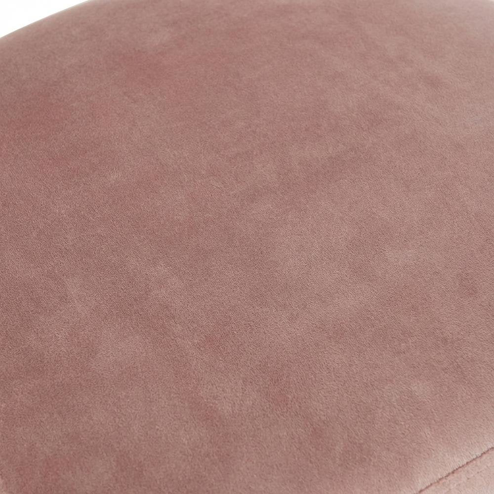 Pink velvet task chair with gold painted steel frame and cushioned seat