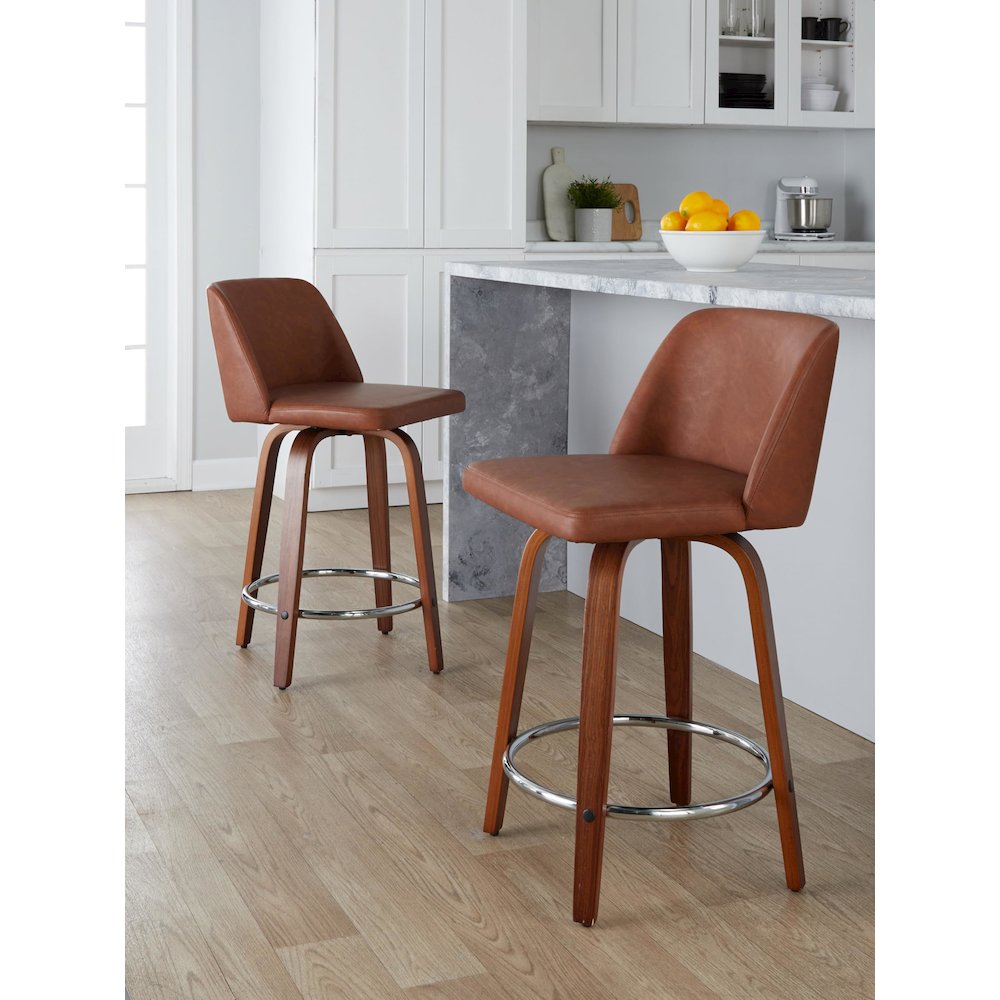 Brown Toriano 24" Fixed-Height Counter Stool - Set of 2