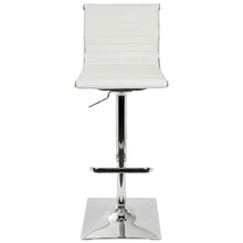 Adjustable Barstool with Swivel in White Faux Leather for Kitchen & Bar