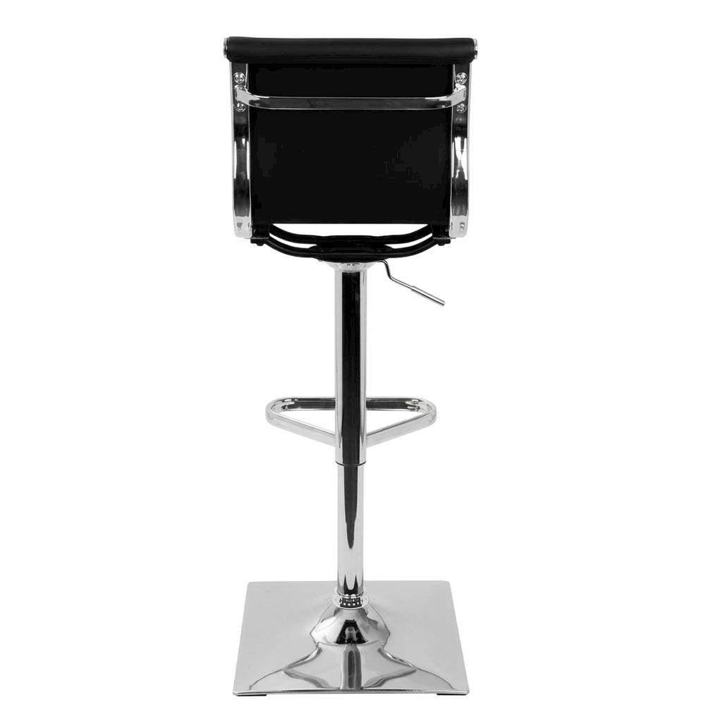 Adjustable Barstool with Swivel in White Faux Leather for Kitchen & Bar