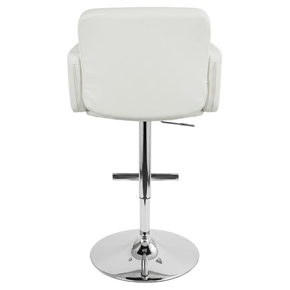 White Faux Leather Swivel Bar Stools with Adjustable Height and Metal Frame