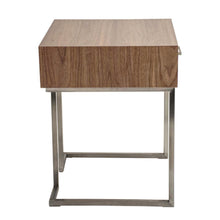 Roman Contemporary End Table in Walnut Wood and Stainless Steel