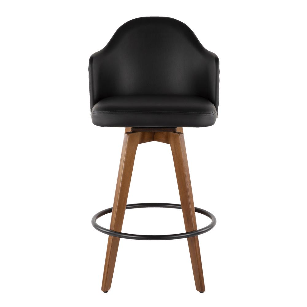 Walnut Bamboo, Black PU, Black Metal, Brass Metal Ahoy Counter Stool