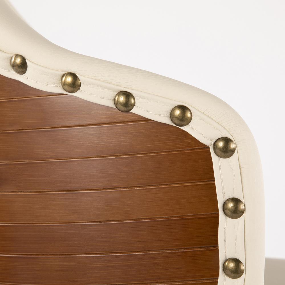 Walnut Bamboo, Cream PU, Black Metal, Brass Metal Ahoy Counter Stool