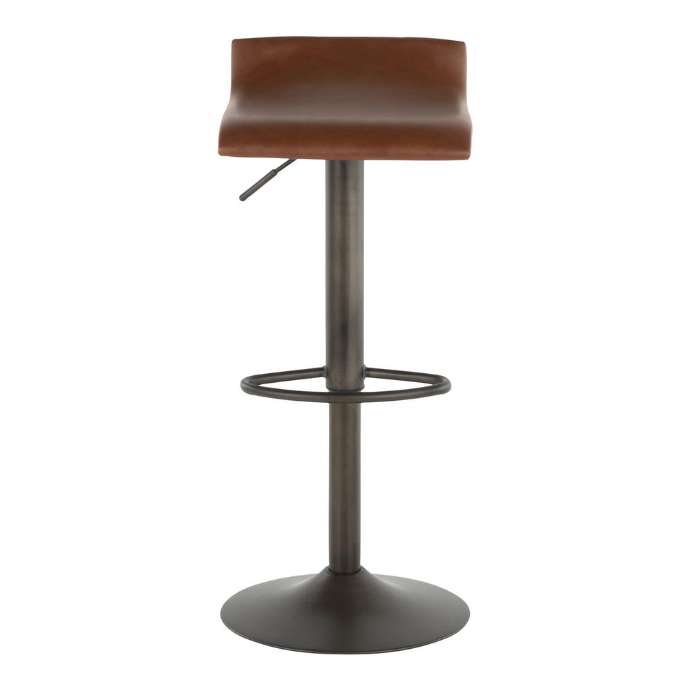 Antique Metal, Brown PU Ale Barstool - Set of 2
