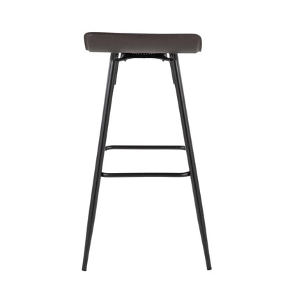 Black Steel, Espresso PU Ale Fixed-Height Bar Stool - Set of 2