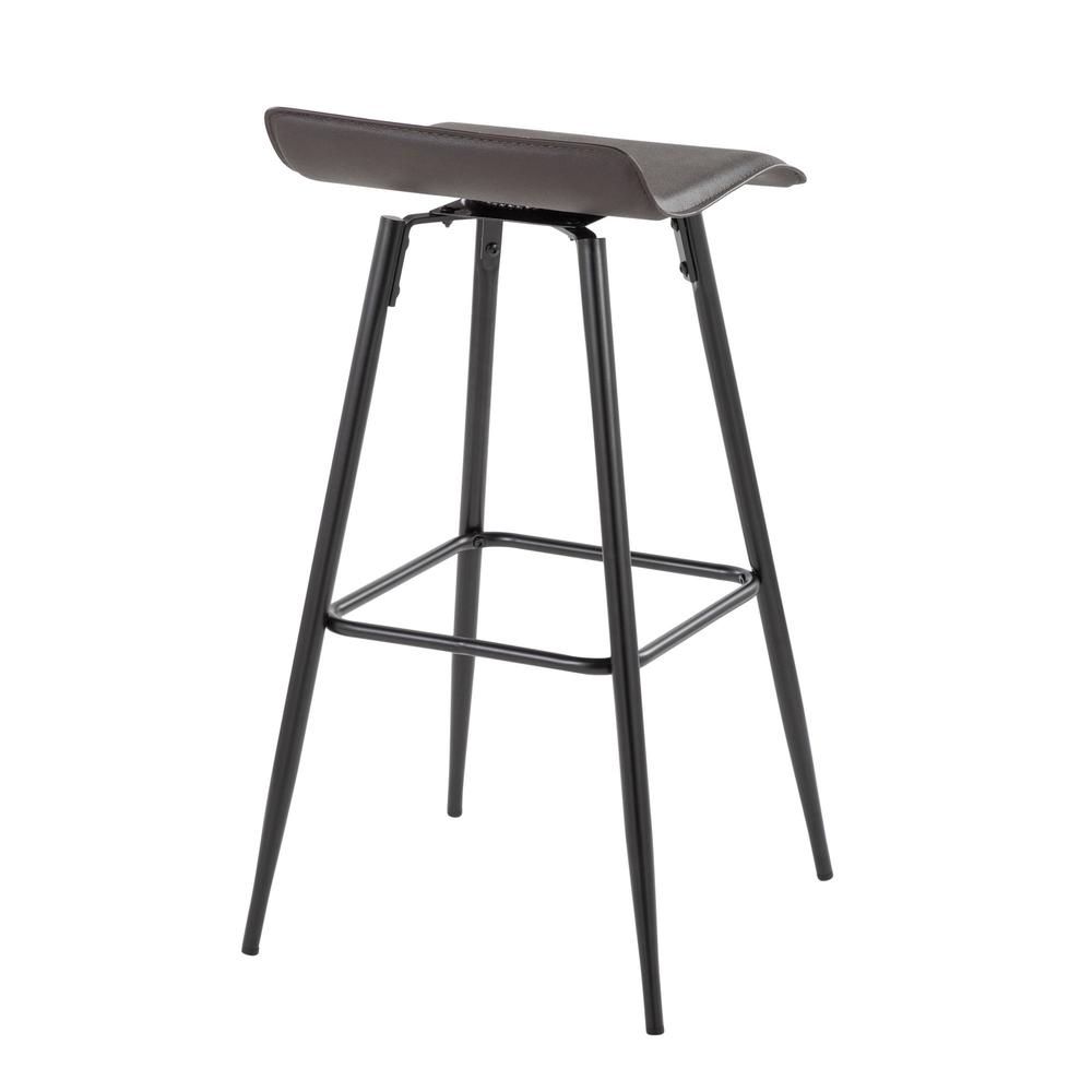 Black Steel, Espresso PU Ale Fixed-Height Bar Stool - Set of 2