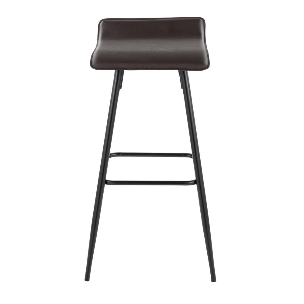Black Steel, Espresso PU Ale Fixed-Height Bar Stool - Set of 2