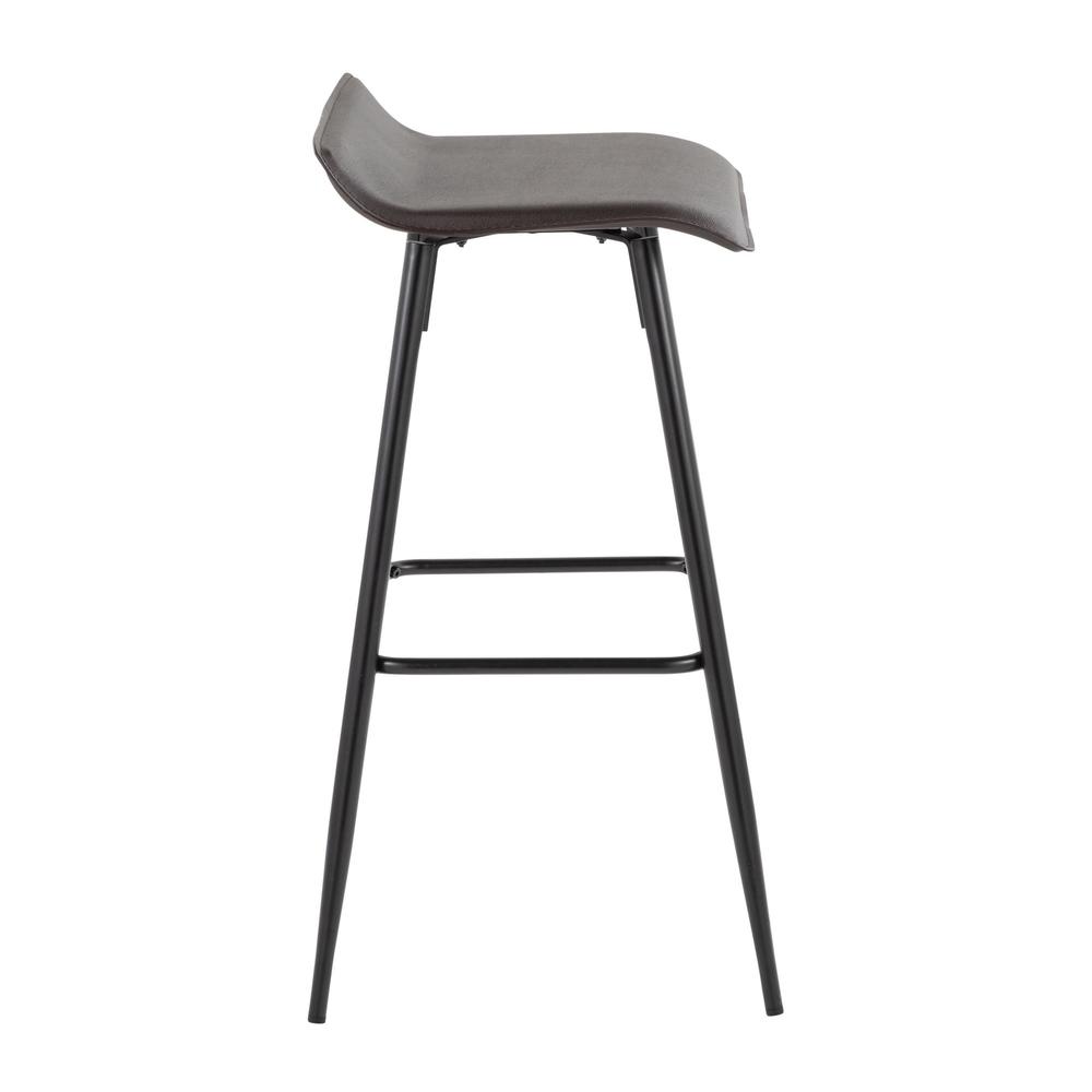Black Steel, Espresso PU Ale Fixed-Height Bar Stool - Set of 2