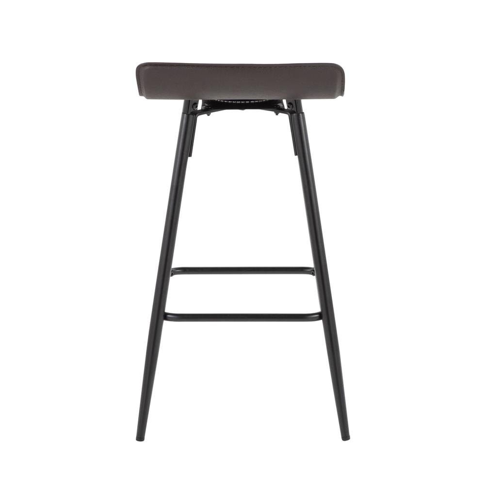 Black Steel, Espresso PU Ale Fixed Height Counter Stool - Set of 2