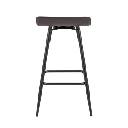 Black Steel, Espresso PU Ale Fixed Height Counter Stool - Set of 2