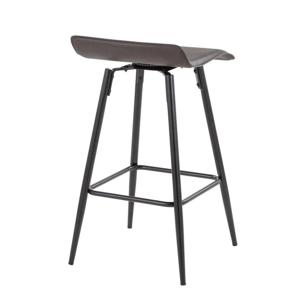 Black Steel, Espresso PU Ale Fixed Height Counter Stool - Set of 2