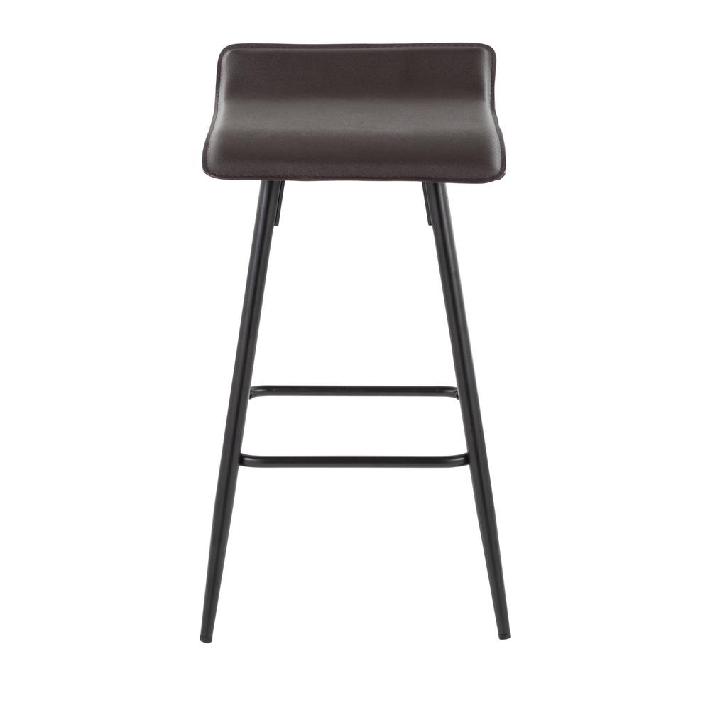 Black Steel, Espresso PU Ale Fixed Height Counter Stool - Set of 2