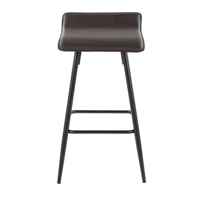 Black Steel, Espresso PU Ale Fixed Height Counter Stool - Set of 2