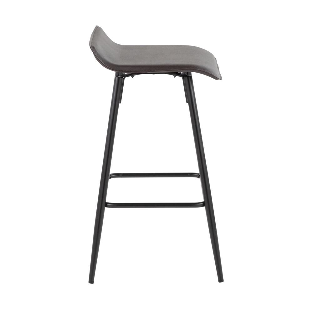 Black Steel, Espresso PU Ale Fixed Height Counter Stool - Set of 2