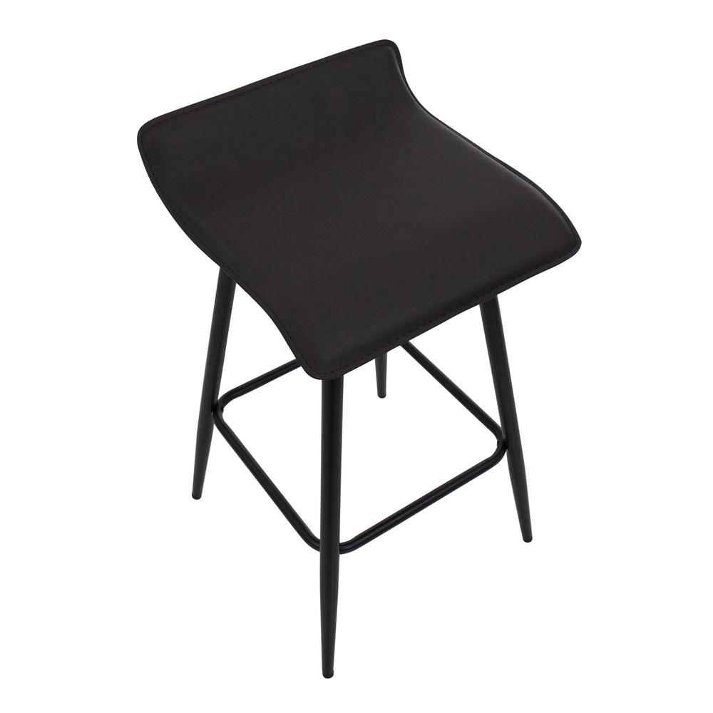 Black Steel, Espresso PU Ale Fixed Height Counter Stool - Set of 2