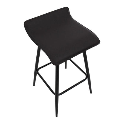 Black Steel, Espresso PU Ale Fixed Height Counter Stool - Set of 2