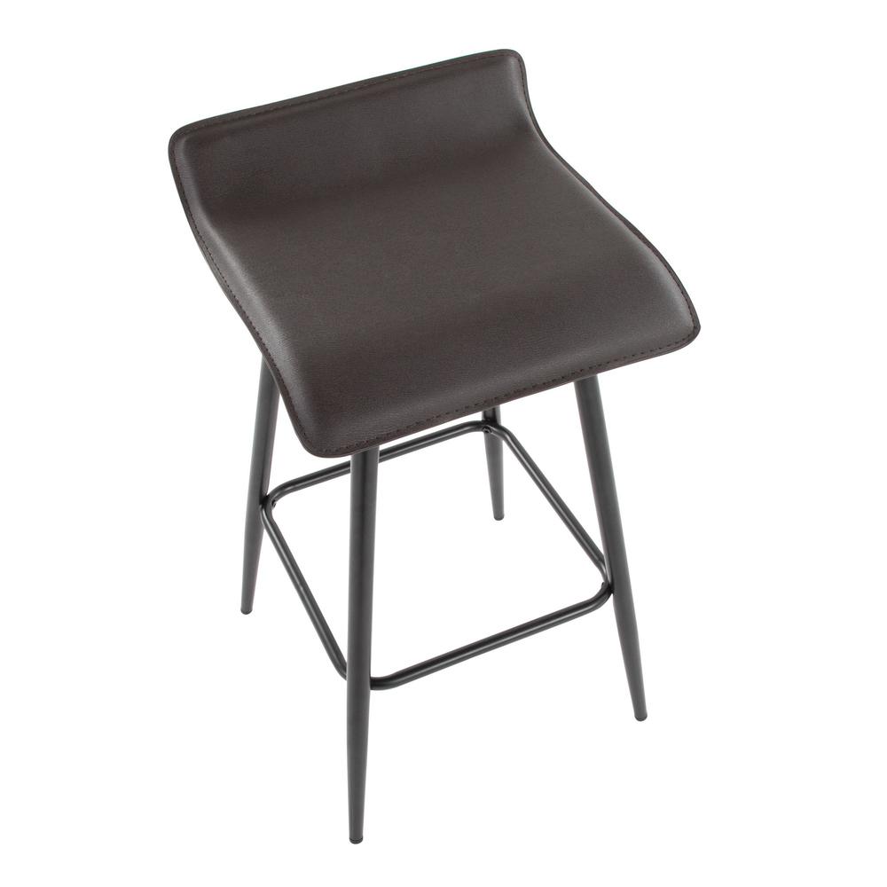 Black Steel, Espresso PU Ale Fixed Height Counter Stool - Set of 2