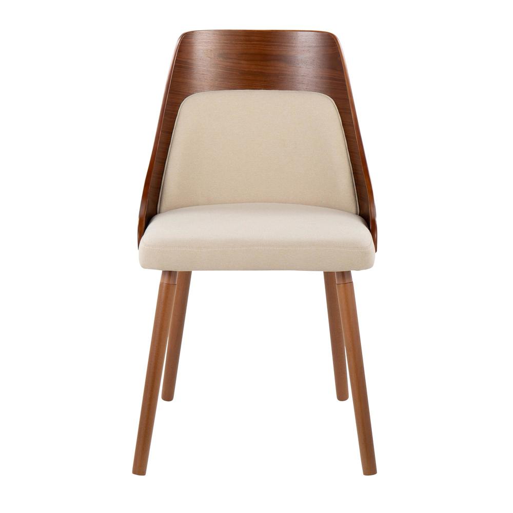 Walnut Wood, Cream Fabric Anabelle Chair (Set of 2)