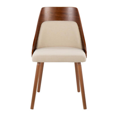 Walnut Wood, Cream Fabric Anabelle Chair (Set of 2)