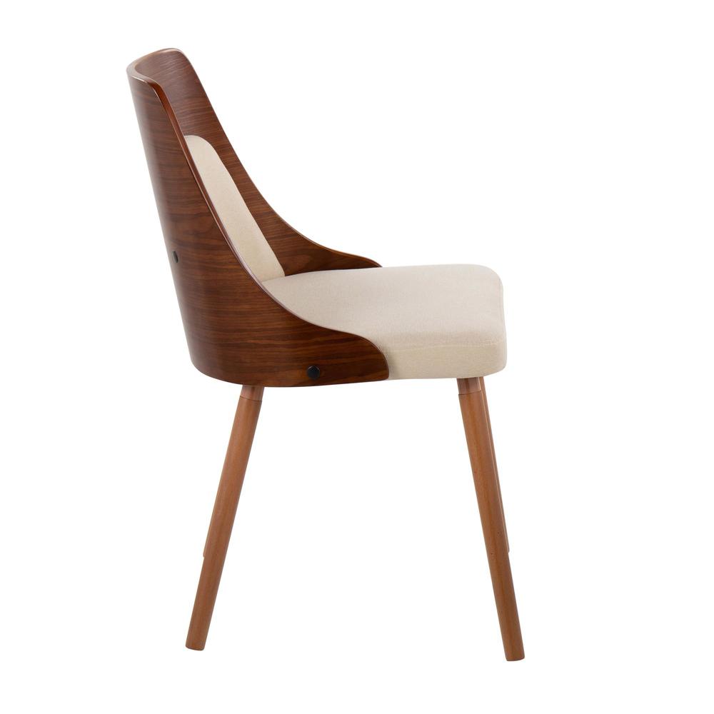 Walnut Wood, Cream Fabric Anabelle Chair (Set of 2)