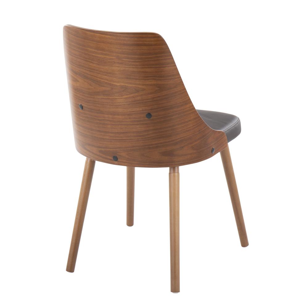 Walnut Wood, Brown PU Anabelle Chair (Set of 2)
