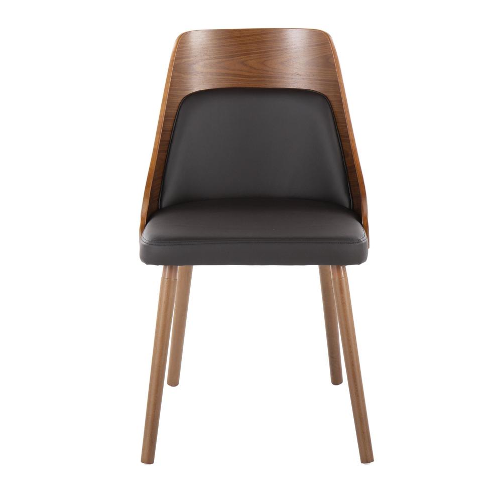 Walnut Wood, Brown PU Anabelle Chair (Set of 2)