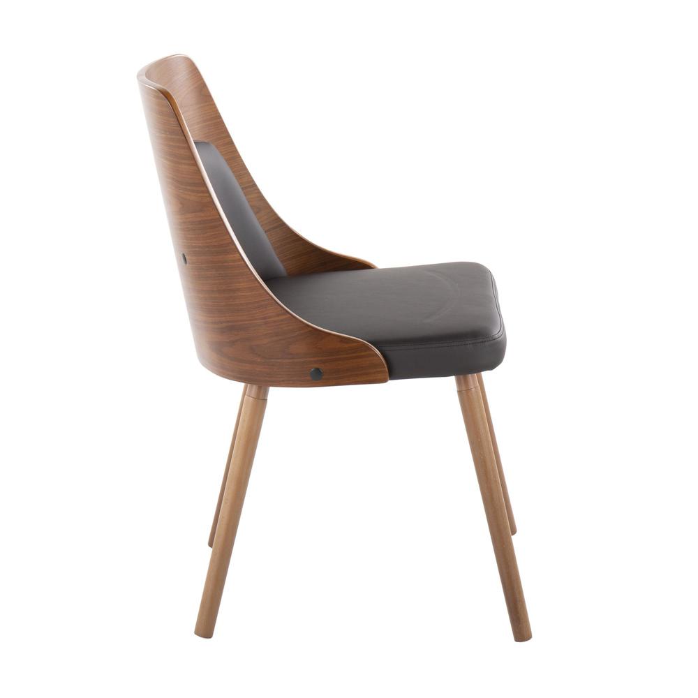Walnut Wood, Brown PU Anabelle Chair (Set of 2)