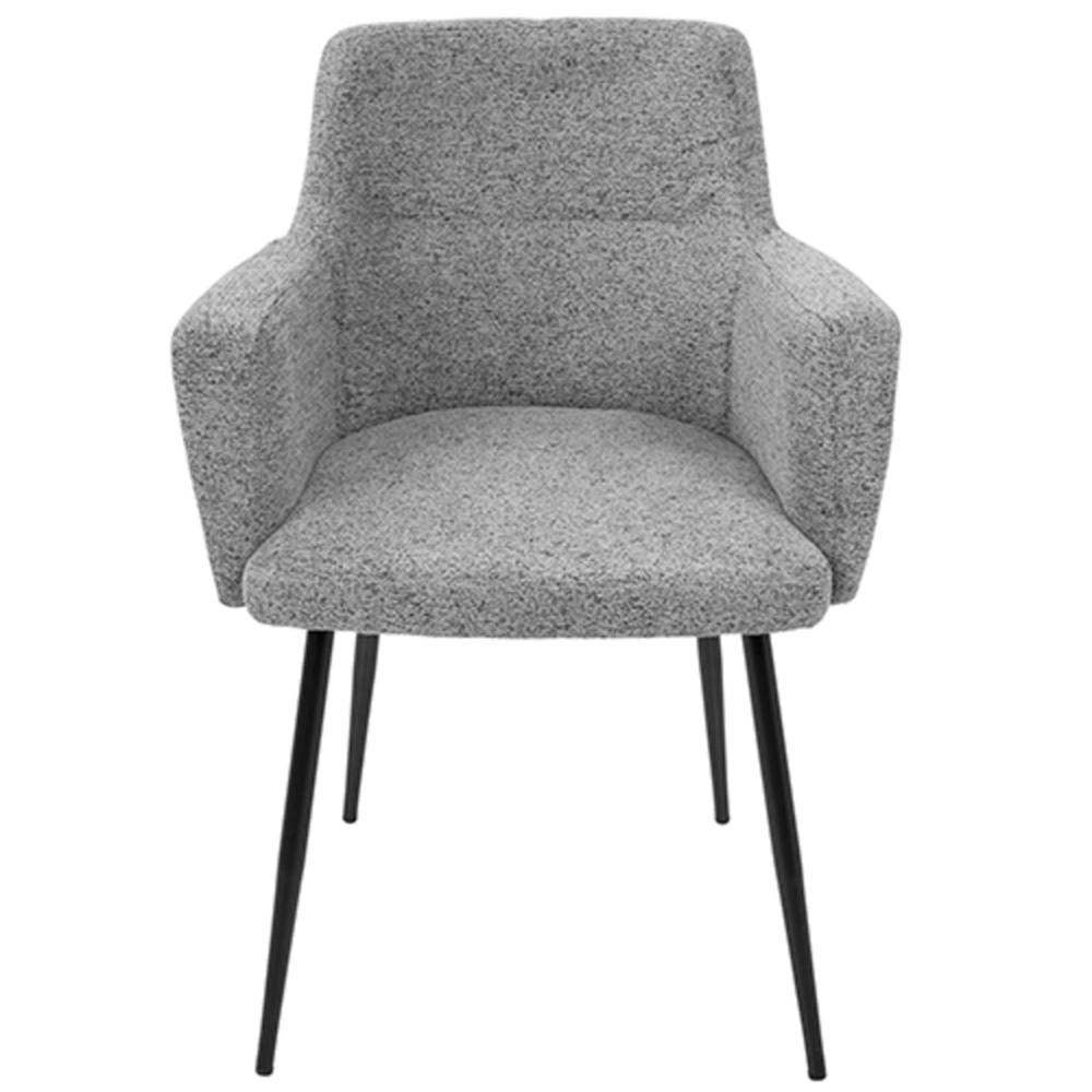 Andrew Contemporary Dining/Accent Chair in Black with Grey Fabric - Set of 2