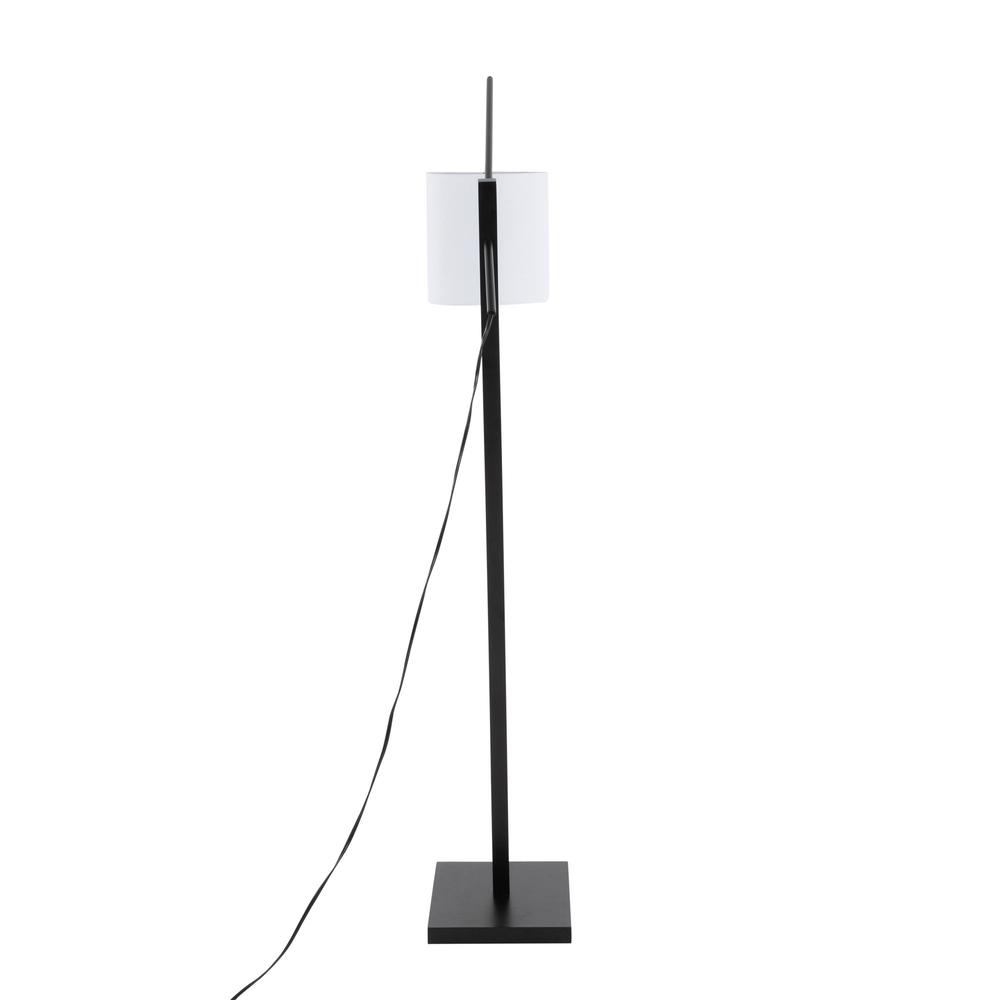 Black Wood, Black Steel, White Fabric Arturo Floor Lamp