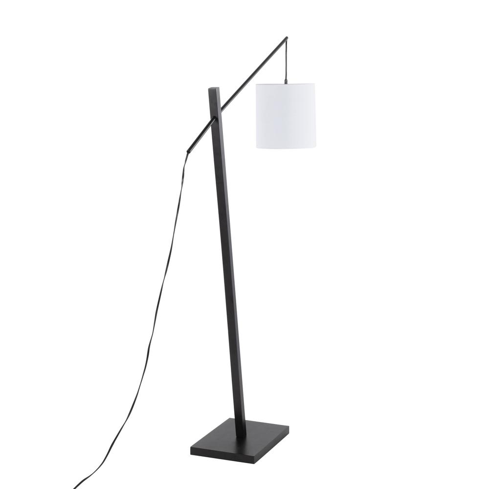 Black Wood, Black Steel, White Fabric Arturo Floor Lamp