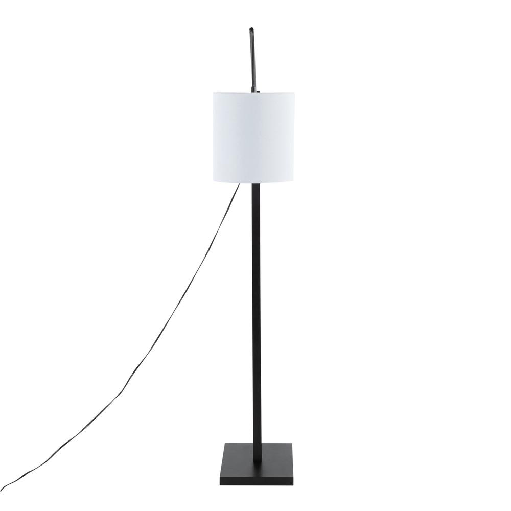 Black Wood, Black Steel, White Fabric Arturo Floor Lamp