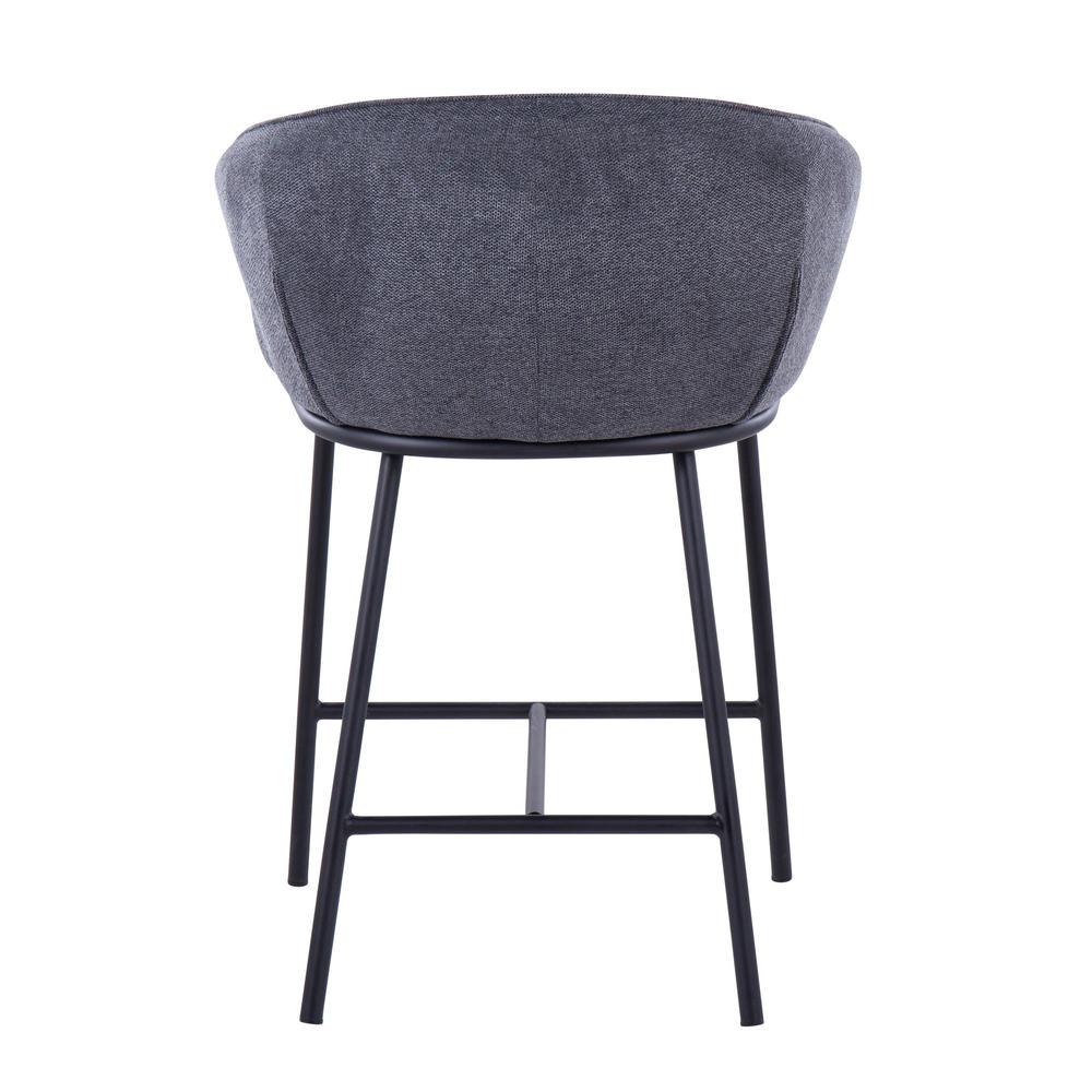 Black Steel, Charcoal Fabric Ashland Counter Stool - Set of 2