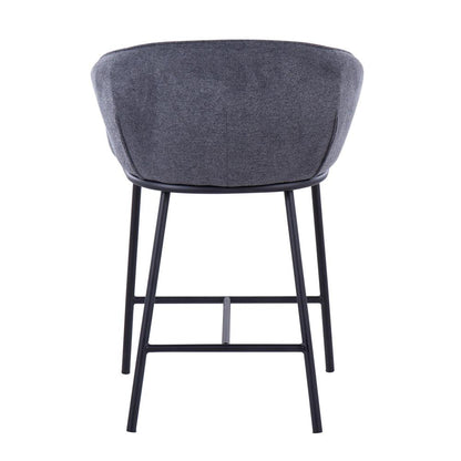 Black Steel, Charcoal Fabric Ashland Counter Stool - Set of 2