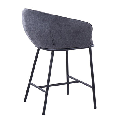 Black Steel, Charcoal Fabric Ashland Counter Stool - Set of 2