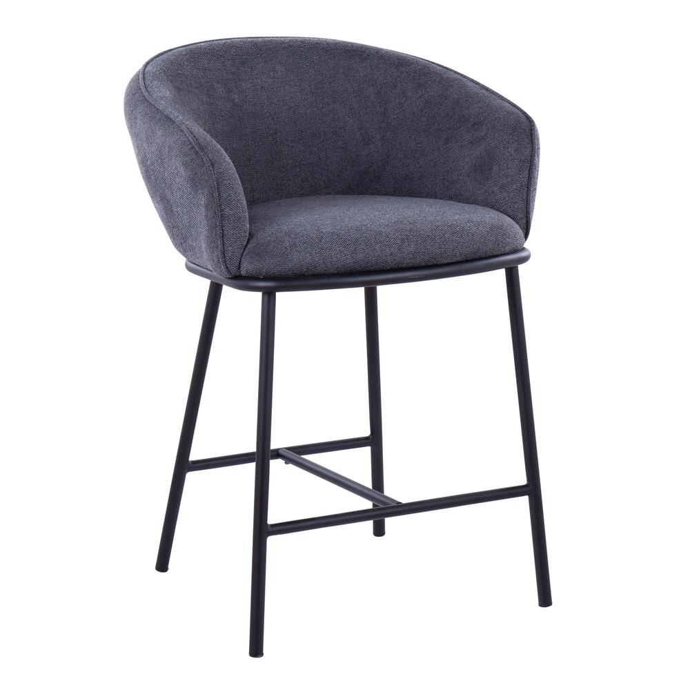 Black Steel, Charcoal Fabric Ashland Counter Stool - Set of 2