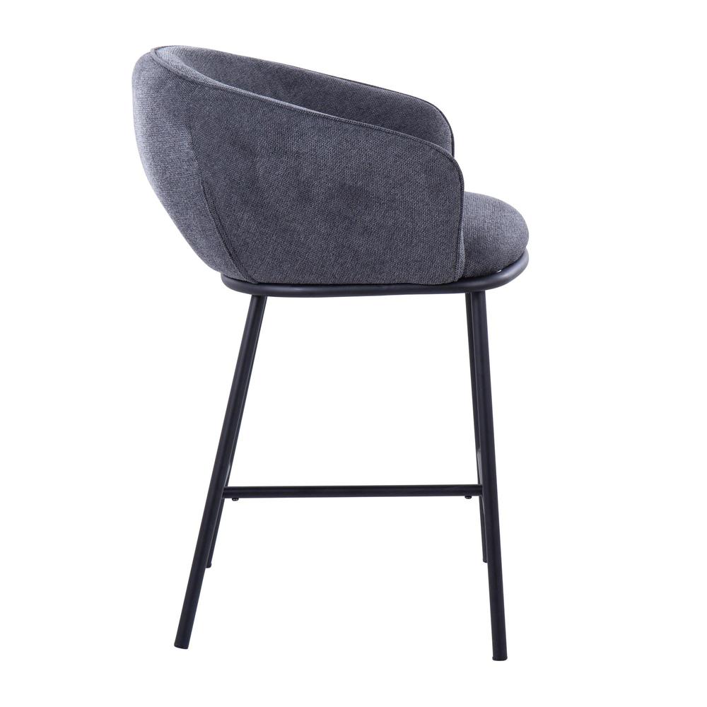 Black Steel, Charcoal Fabric Ashland Counter Stool - Set of 2