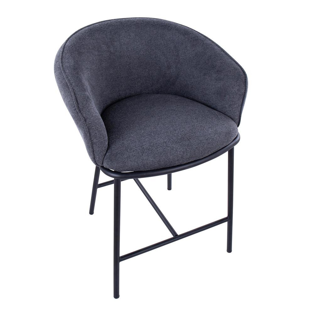 Black Steel, Charcoal Fabric Ashland Counter Stool - Set of 2