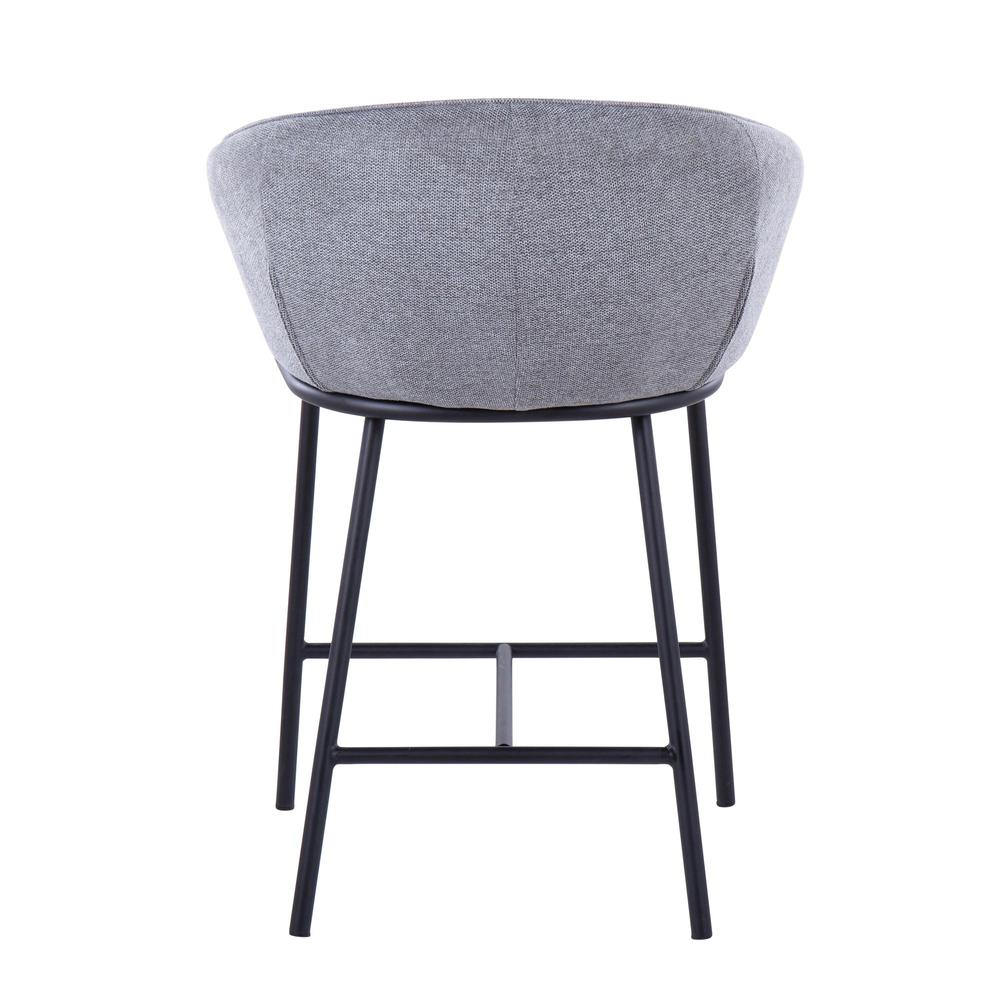 Black Steel, Grey Fabric Ashland Counter Stool - Set of 2